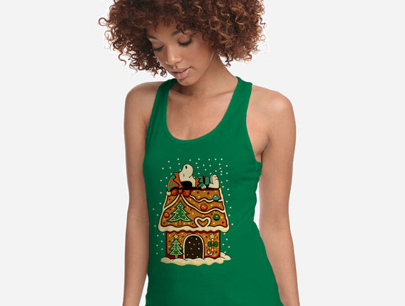 Snoopy On Gingerbread House