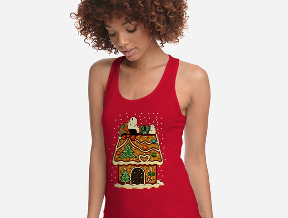 Snoopy On Gingerbread House