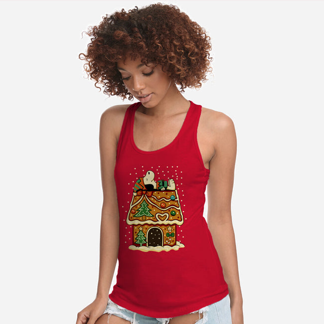 Snoopy On Gingerbread House-Womens-Racerback-Tank-JamesQJO