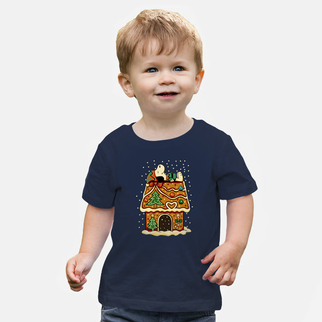 Snoopy On Gingerbread House-Baby-Basic-Tee-JamesQJO