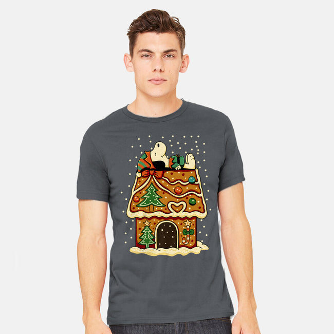 Snoopy On Gingerbread House-Mens-Heavyweight-Tee-JamesQJO