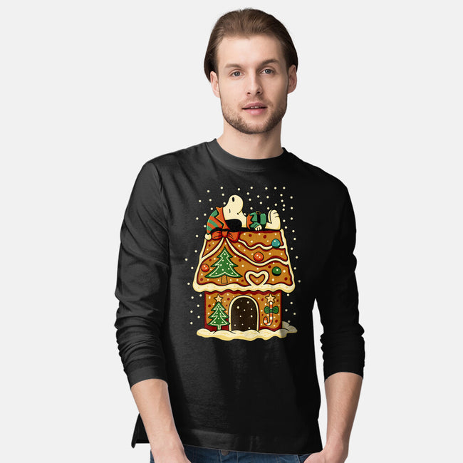 Snoopy On Gingerbread House-Mens-Long Sleeved-Tee-JamesQJO