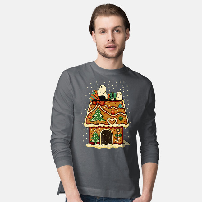 Snoopy On Gingerbread House-Mens-Long Sleeved-Tee-JamesQJO