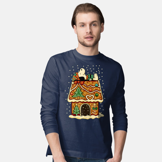 Snoopy On Gingerbread House-Mens-Long Sleeved-Tee-JamesQJO