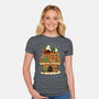 Snoopy On Gingerbread House-Womens-Fitted-Tee-JamesQJO