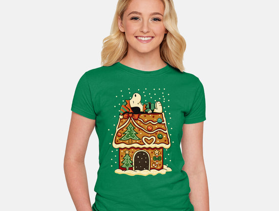 Snoopy On Gingerbread House