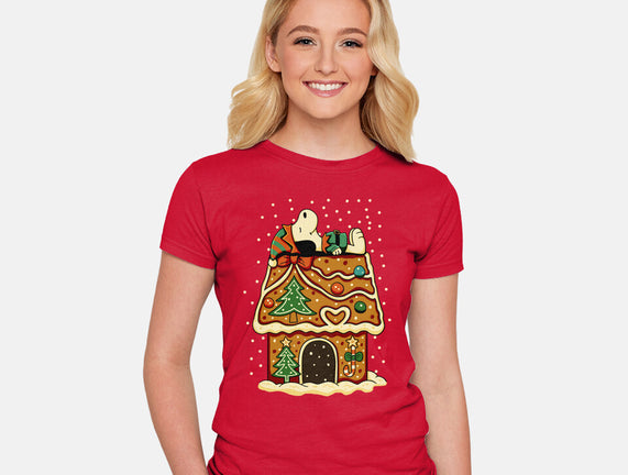 Snoopy On Gingerbread House