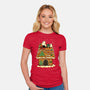 Snoopy On Gingerbread House-Womens-Fitted-Tee-JamesQJO