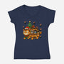 Catbus Christmas-Womens-V-Neck-Tee-JamesQJO