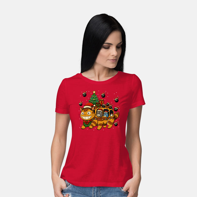 Catbus Christmas-Womens-Basic-Tee-JamesQJO