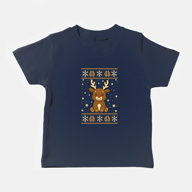 Gingerbread Reindeer Ugly Sweater-Baby-Basic-Tee-JamesQJO
