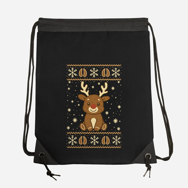 Gingerbread Reindeer Ugly Sweater-None-Drawstring-Bag-JamesQJO