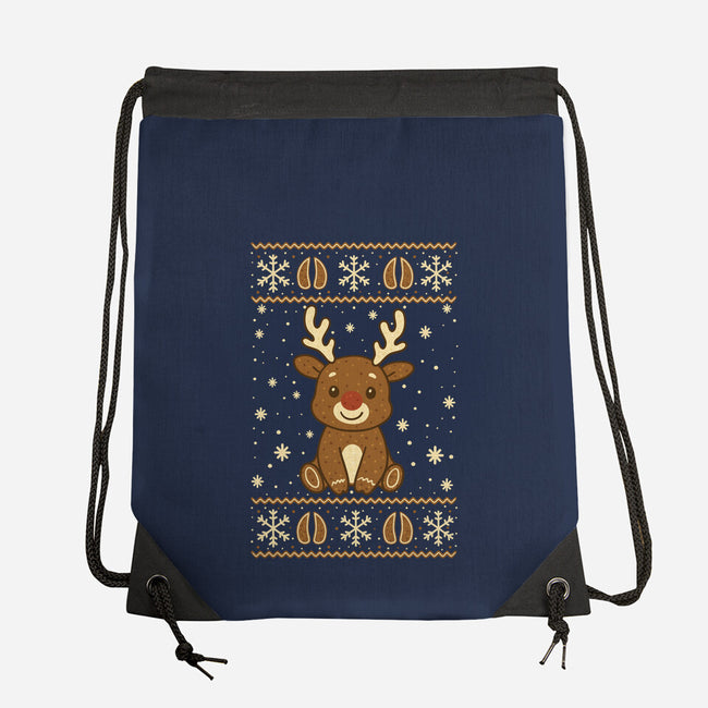 Gingerbread Reindeer Ugly Sweater-None-Drawstring-Bag-JamesQJO