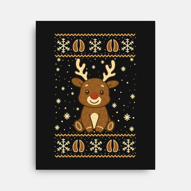Gingerbread Reindeer Ugly Sweater-None-Stretched-Canvas-JamesQJO