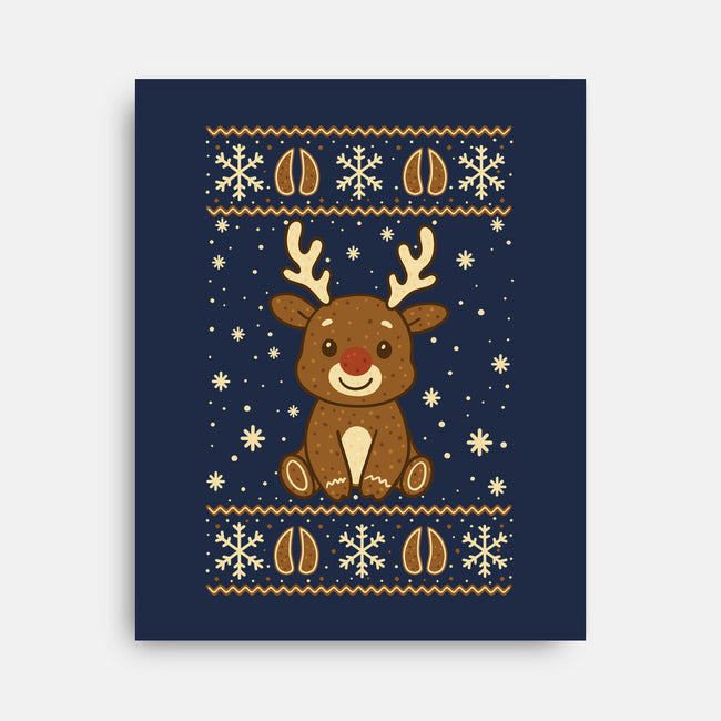 Gingerbread Reindeer Ugly Sweater-None-Stretched-Canvas-JamesQJO