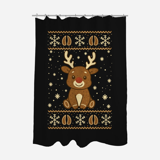 Gingerbread Reindeer Ugly Sweater-None-Polyester-Shower Curtain-JamesQJO