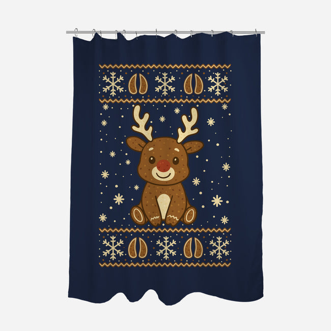 Gingerbread Reindeer Ugly Sweater-None-Polyester-Shower Curtain-JamesQJO