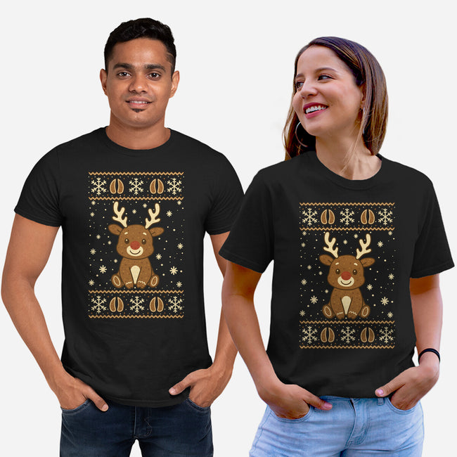 Gingerbread Reindeer Ugly Sweater-Unisex-Basic-Tee-JamesQJO