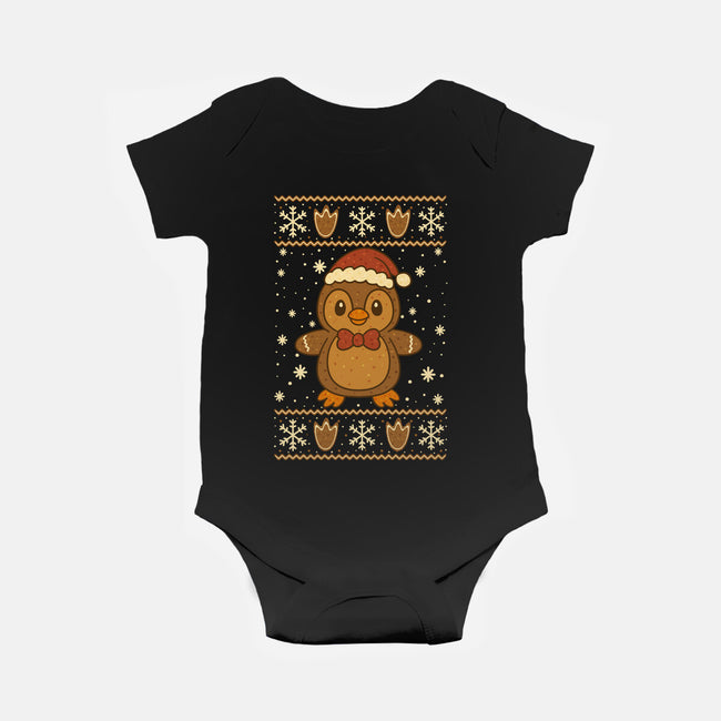 Gingerbread Penguin Ugly Sweater-Baby-Basic-Onesie-JamesQJO