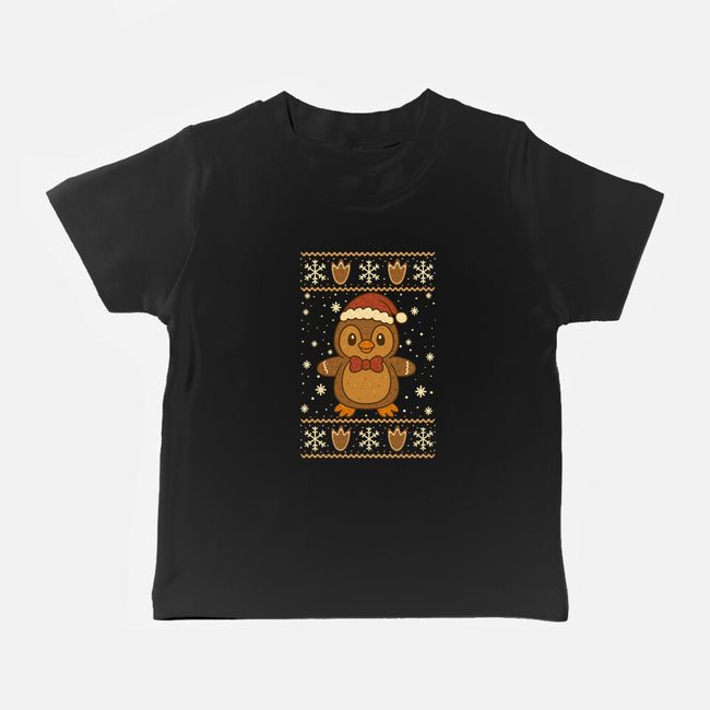 Gingerbread Penguin Ugly Sweater-Baby-Basic-Tee-JamesQJO