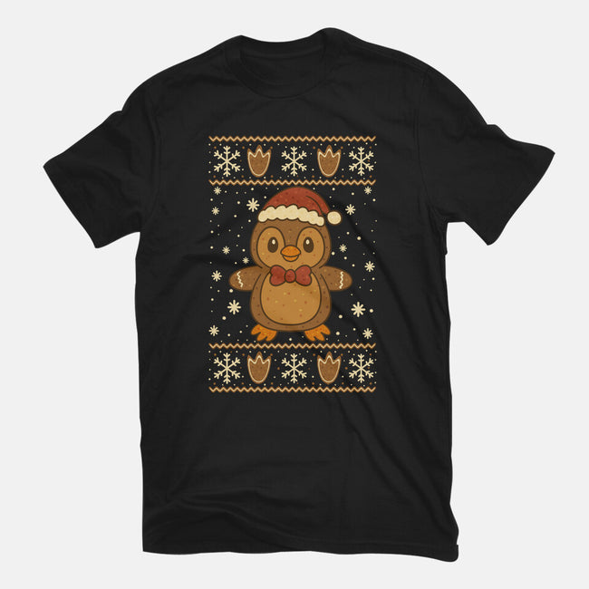 Gingerbread Penguin Ugly Sweater-Unisex-Basic-Tee-JamesQJO