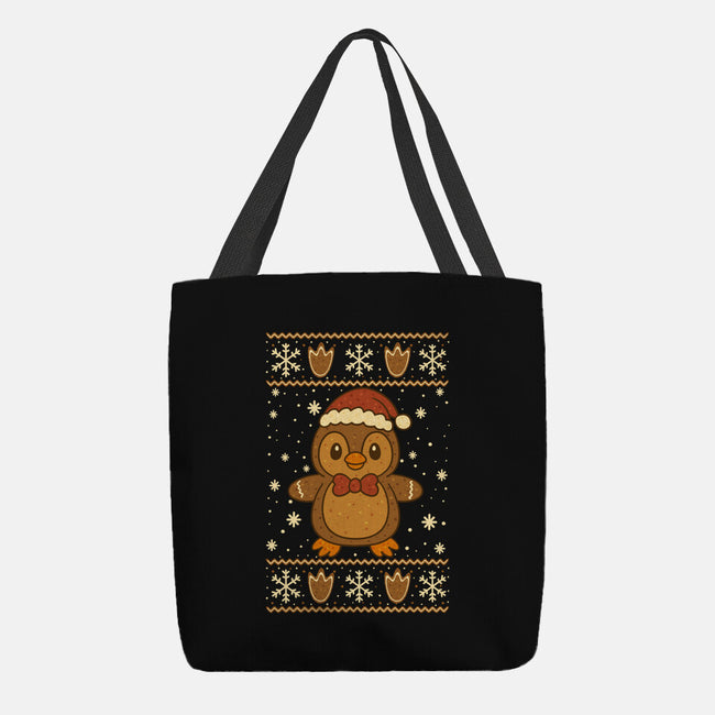 Gingerbread Penguin Ugly Sweater-None-Basic Tote-Bag-JamesQJO