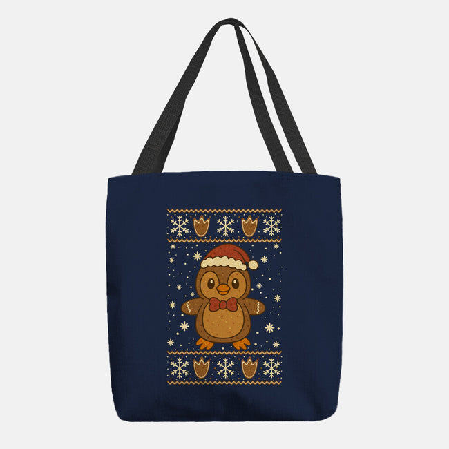 Gingerbread Penguin Ugly Sweater-None-Basic Tote-Bag-JamesQJO