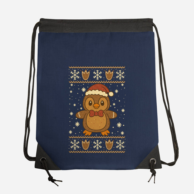 Gingerbread Penguin Ugly Sweater-None-Drawstring-Bag-JamesQJO