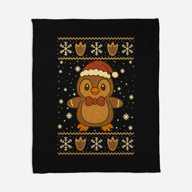 Gingerbread Penguin Ugly Sweater-None-Fleece-Blanket-JamesQJO