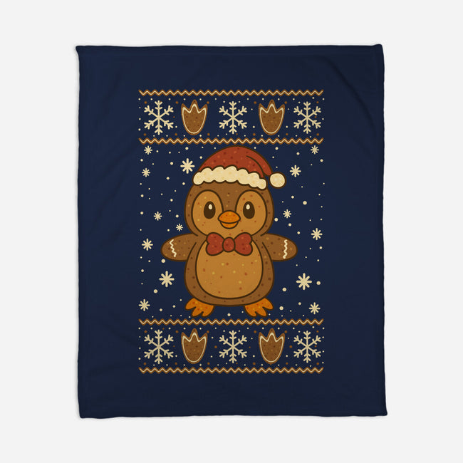 Gingerbread Penguin Ugly Sweater-None-Fleece-Blanket-JamesQJO