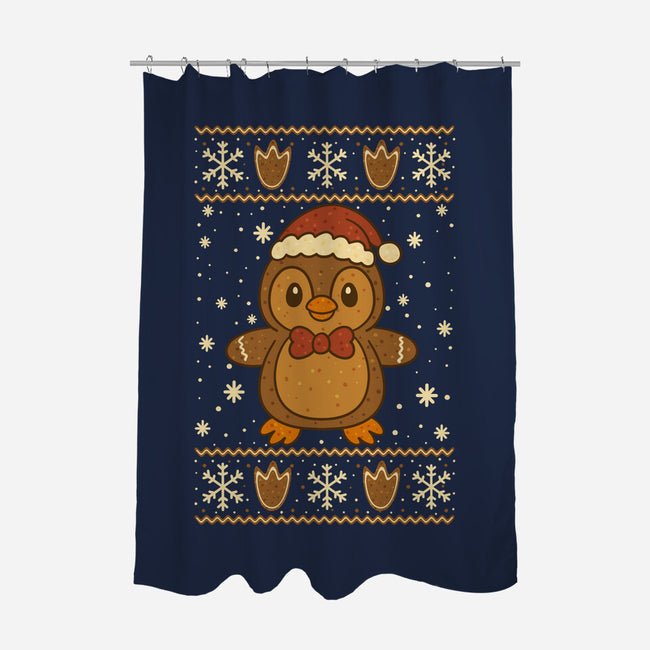 Gingerbread Penguin Ugly Sweater-None-Polyester-Shower Curtain-JamesQJO