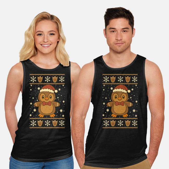 Gingerbread Penguin Ugly Sweater-Unisex-Basic-Tank-JamesQJO