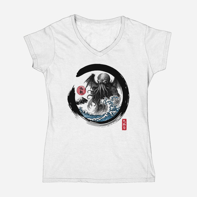 Enso Great Old One-Womens-V-Neck-Tee-DrMonekers
