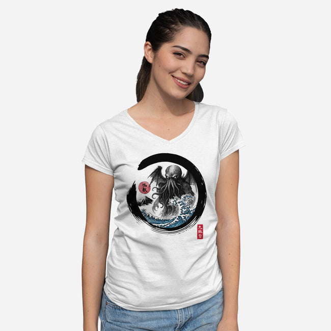 Enso Great Old One-Womens-V-Neck-Tee-DrMonekers