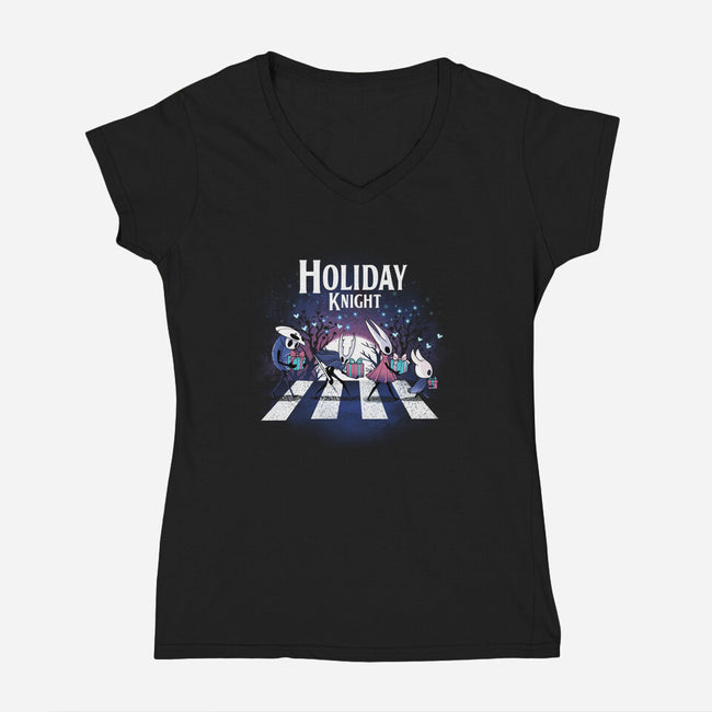 Holiday Knight-Womens-V-Neck-Tee-dandingeroz
