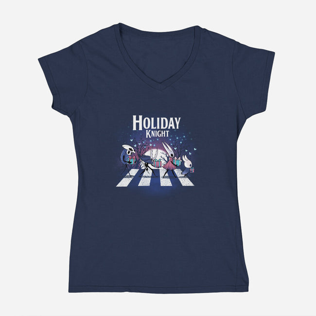Holiday Knight-Womens-V-Neck-Tee-dandingeroz
