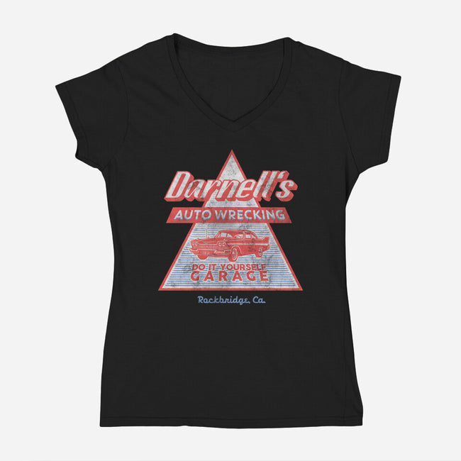 Darnell's Auto Wrecking-Womens-V-Neck-Tee-Arinesart