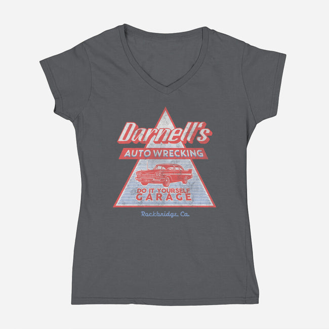 Darnell's Auto Wrecking-Womens-V-Neck-Tee-Arinesart