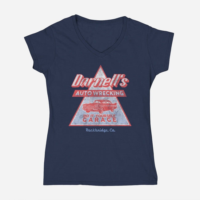 Darnell's Auto Wrecking-Womens-V-Neck-Tee-Arinesart