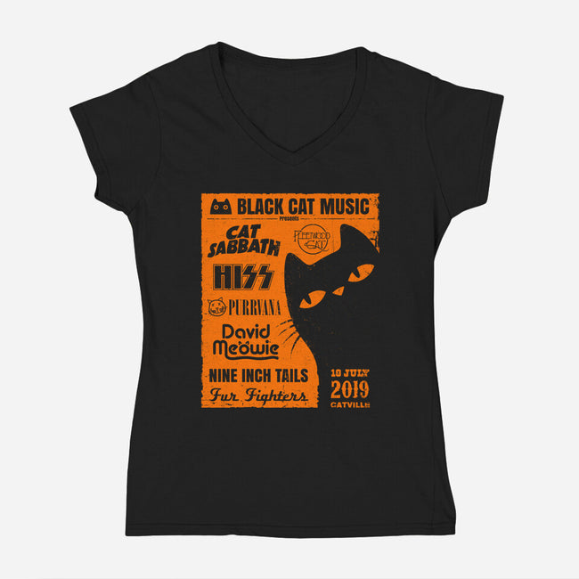 Black Cat Music Festival-Womens-V-Neck-Tee-drbutler
