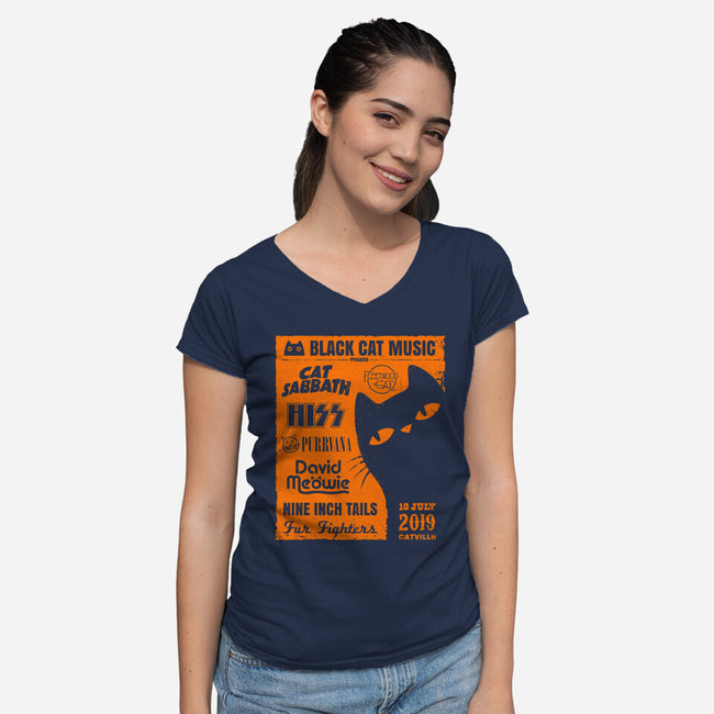 Black Cat Music Festival-Womens-V-Neck-Tee-drbutler