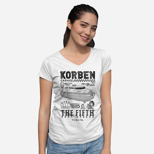 Korben Garage-Womens-V-Neck-Tee-Arinesart
