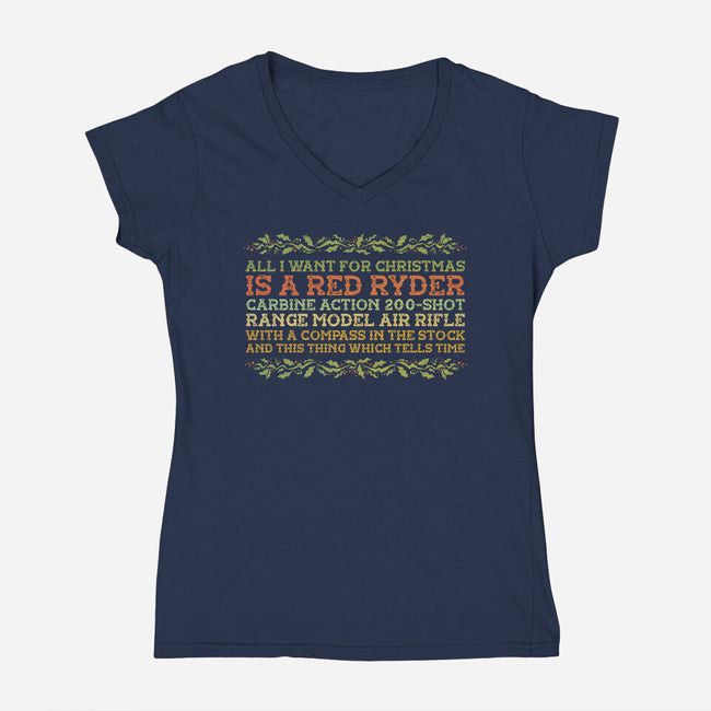 All I Want For Christmas-Womens-V-Neck-Tee-kg07