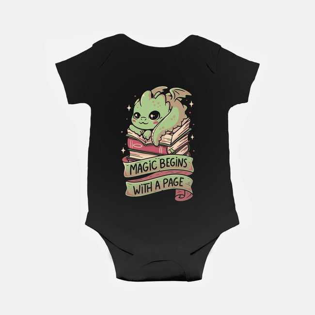Magic Begins With A Page-Baby-Basic-Onesie-koalastudio