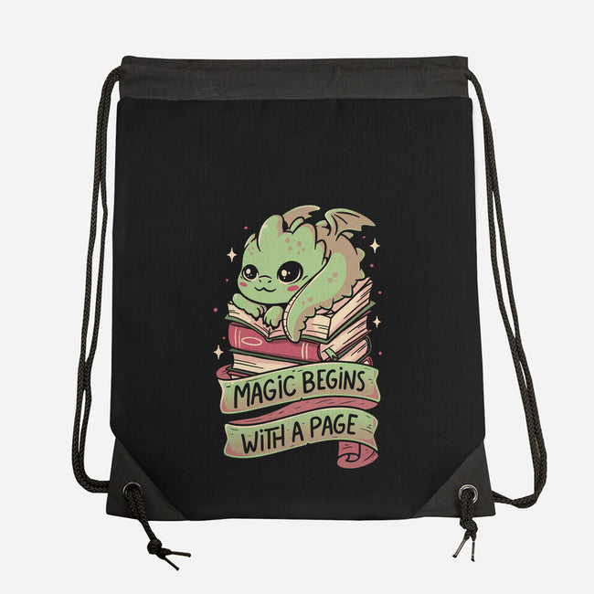 Magic Begins With A Page-None-Drawstring-Bag-koalastudio