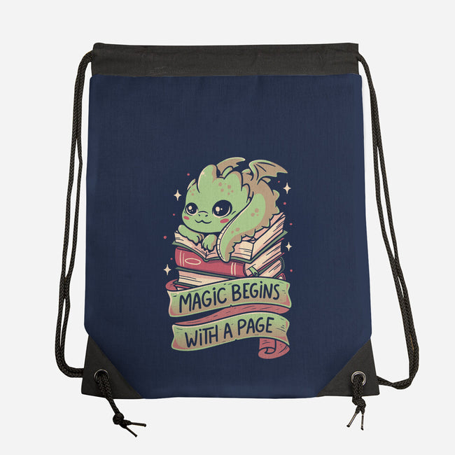 Magic Begins With A Page-None-Drawstring-Bag-koalastudio