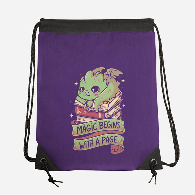 Magic Begins With A Page-None-Drawstring-Bag-koalastudio