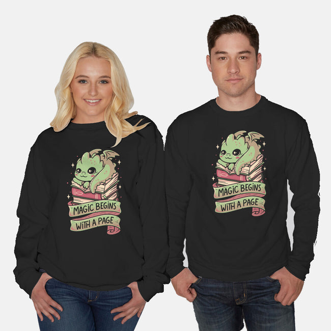 Magic Begins With A Page-Unisex-Crew Neck-Sweatshirt-koalastudio
