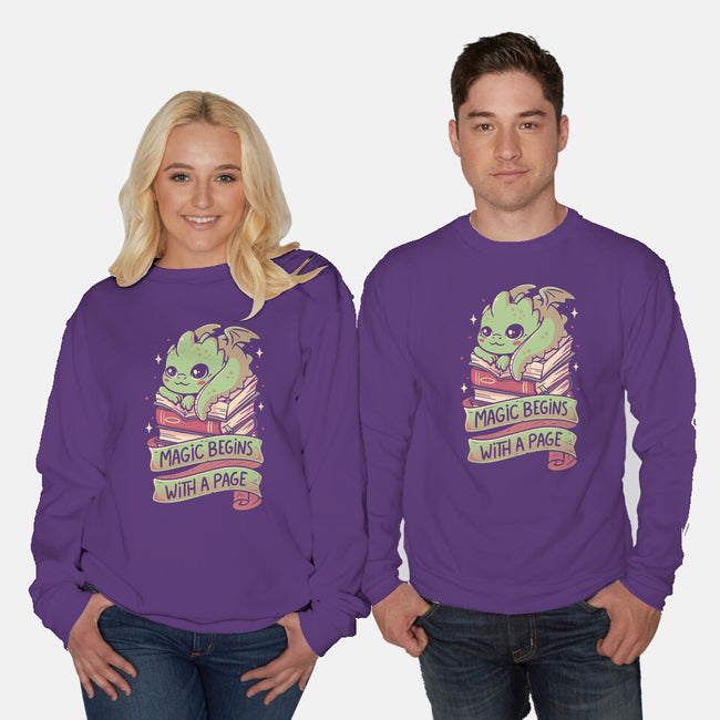Magic Begins With A Page-Unisex-Crew Neck-Sweatshirt-koalastudio