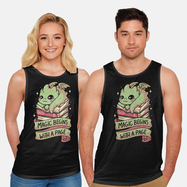 Magic Begins With A Page-Unisex-Basic-Tank-koalastudio